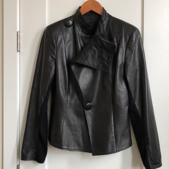 Georgio Armani Borgo 21 Black Leather Moto Jacket - Picture 2 of 6